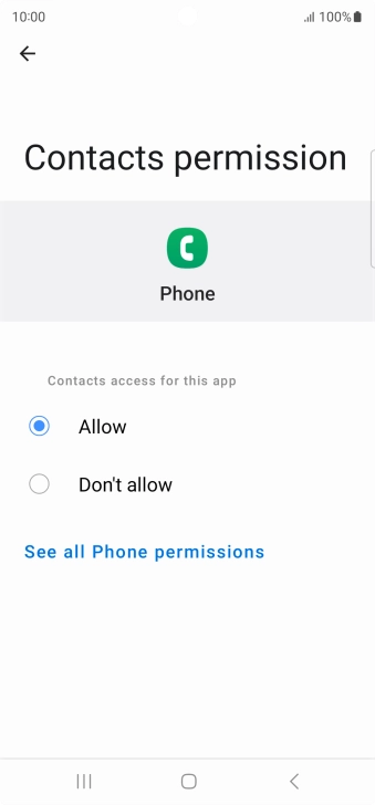 Press the required setting.