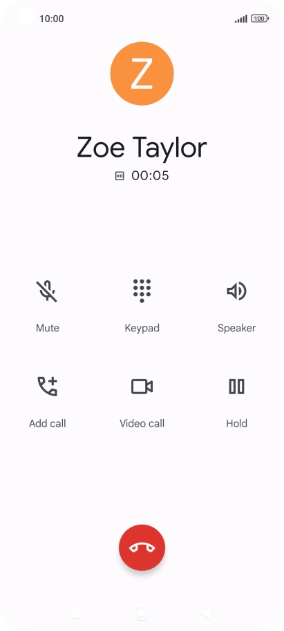 Press the end call icon.