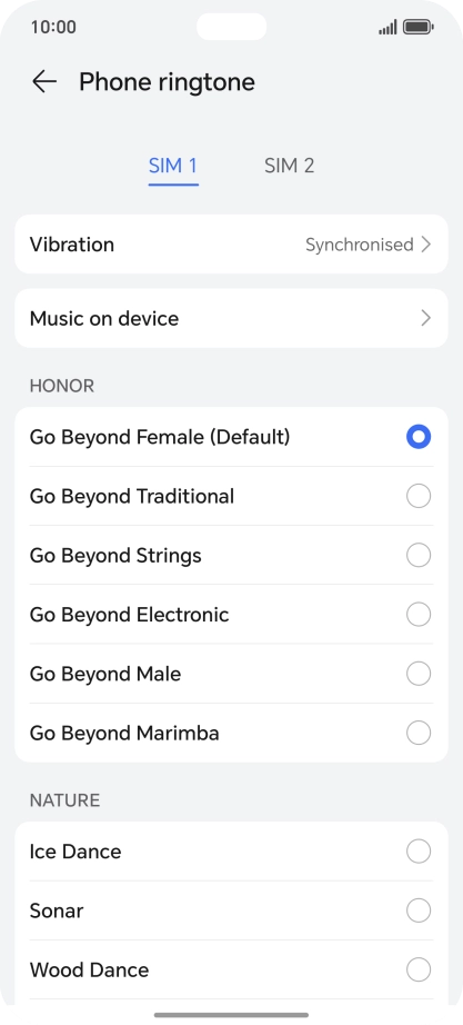 Press the required ring tones to hear them.