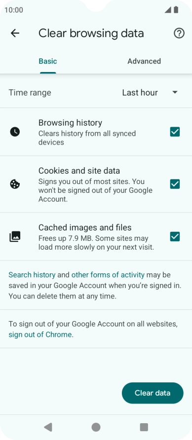 Press the fields next to the required data types.