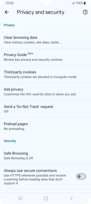 Press Clear browsing data. Press Clear browsing data.