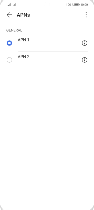 Press the field next to the required data connection to activate it.