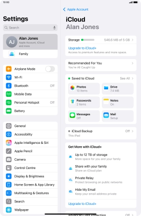 Press iCloud Backup.