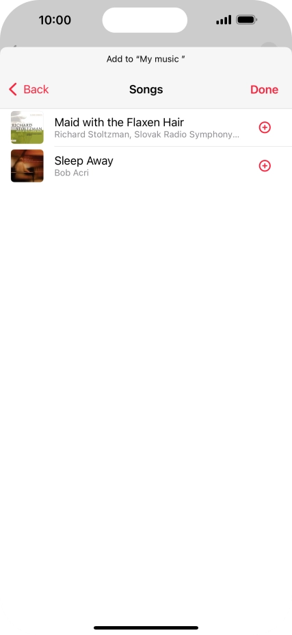 Go to the required category and press the add icon next to the required audio file. Go to the required category and press the add icon next to the required audio file.