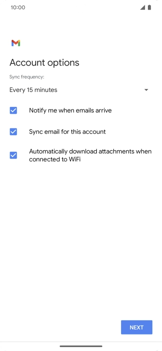 If this screen is displayed, you email account has been recognised and set up automatically. Follow the instructions on the screen to key in more information and finish setting up your phone.