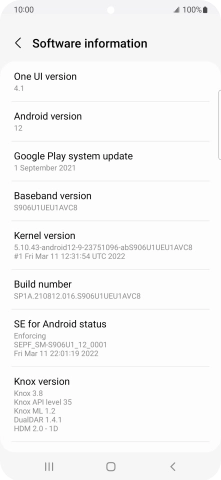 Your phone's software version is displayed below Android version.