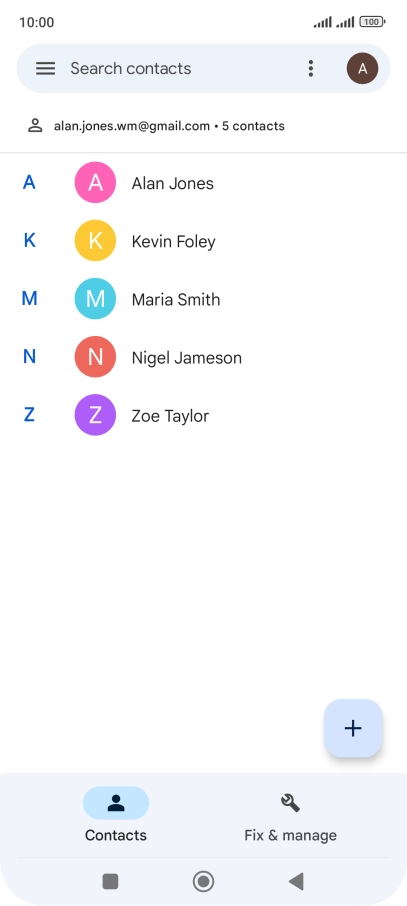 Press the new contact icon.