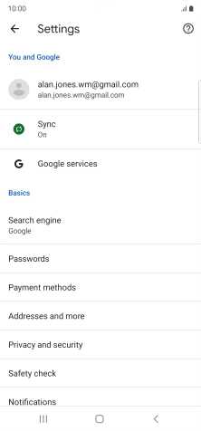 Press Privacy and security.
