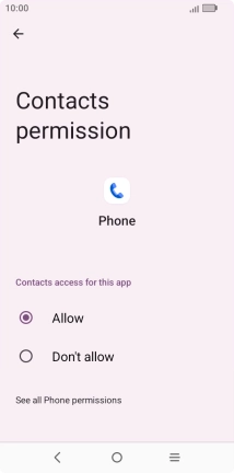 Press the required setting.