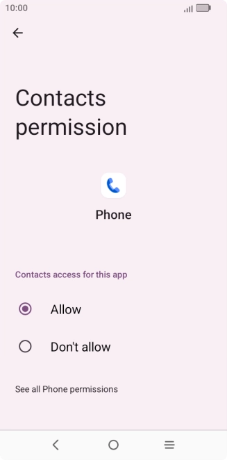 Press the required setting.
