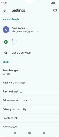 Press Privacy and security.