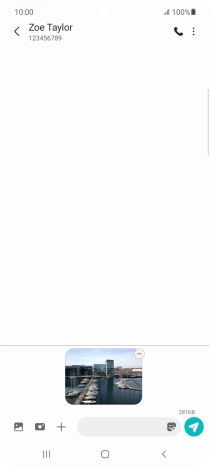 Press the text input field and write the text for your picture message.