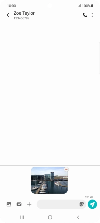 Press the text input field and write the text for your picture message.