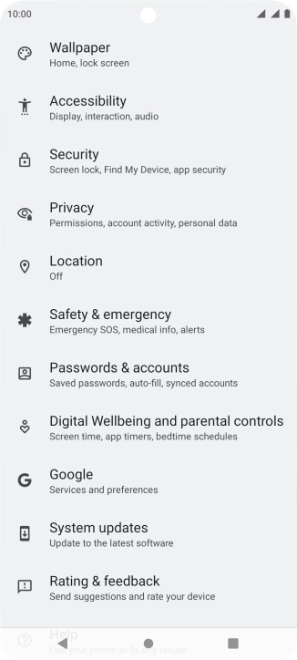 Press Passwords & accounts.