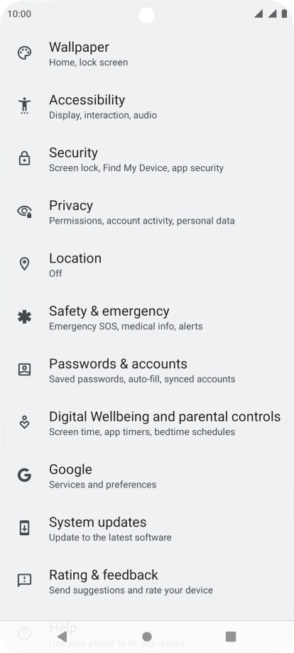 Press Passwords & accounts.