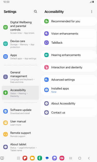 Press Vision enhancements and follow the instructions on the screen to select the required settings.