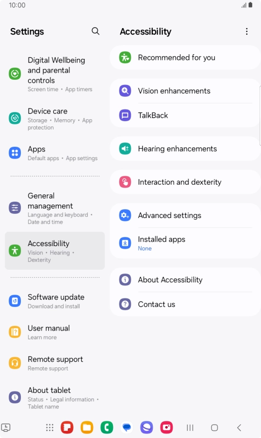 Press Vision enhancements and follow the instructions on the screen to select the required settings.