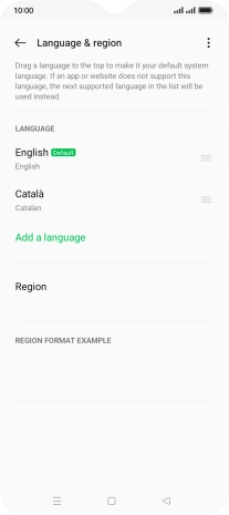 To subsequently select another language as the default language, press the move icon next to the required language and drag it to the top of the list.