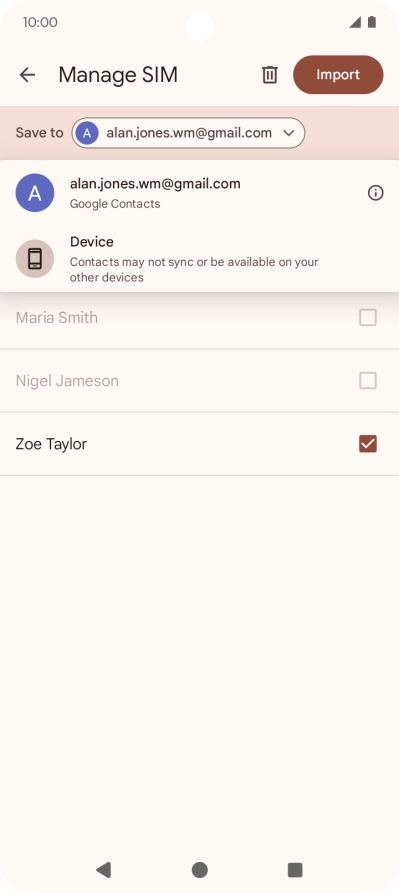Press the required Google account.