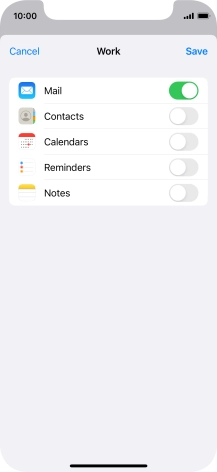 Press the indicators next to the required data types to turn synchronisation of each data type on or off.