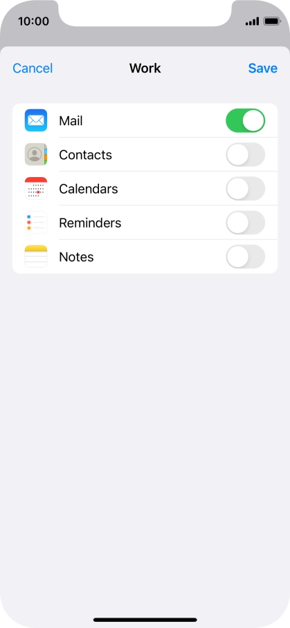 Press the indicators next to the required data types to turn synchronisation of each data type on or off.
