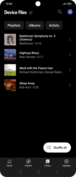 Press the required audio file.