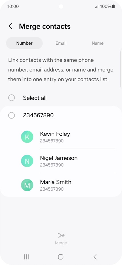 Press the field next to the required number.