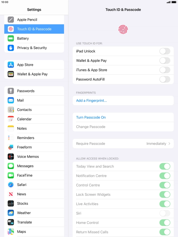 Press Add a Fingerprint... and follow the instructions on the screen to add your fingerprint. Press Add a Fingerprint... and follow the instructions on the screen to add your fingerprint.