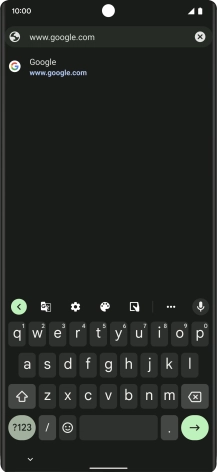 Key in the address of the required web page and press arrow right.