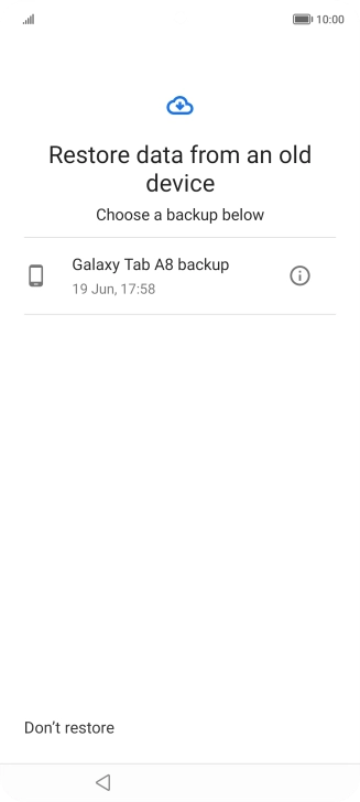 Press the required backup and your phone restores the content of the selected backup. Subsequently, follow the instructions on the screen to set up your phone and prepare it for use.