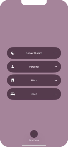 Press the required focus mode to activate or deactivate it immediately.