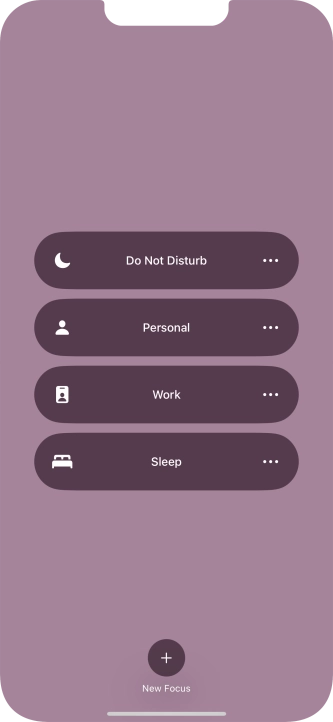Press the required focus mode to activate or deactivate it immediately.