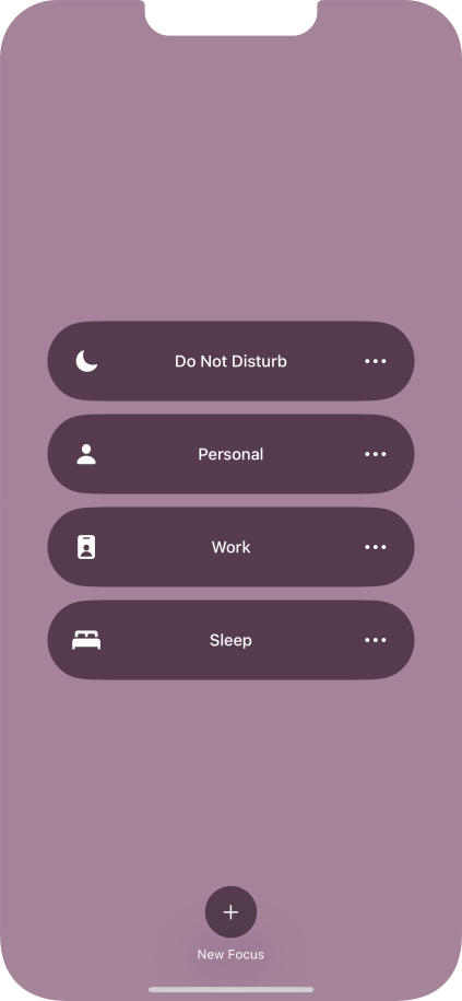 Press the required focus mode to activate or deactivate it immediately.