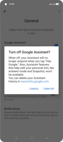 If you turn off the function, press TURN OFF.