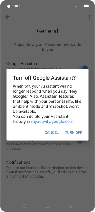 If you turn off the function, press TURN OFF.
