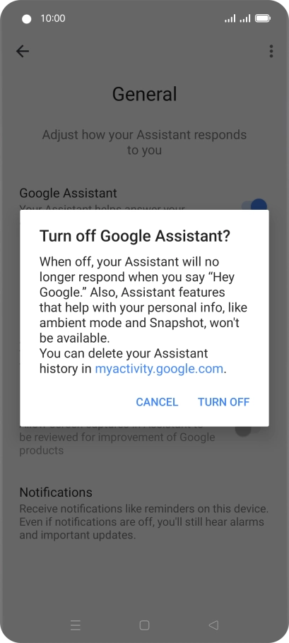 If you turn off the function, press TURN OFF.