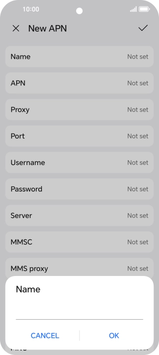 Key in Vodafone Internet and press OK.