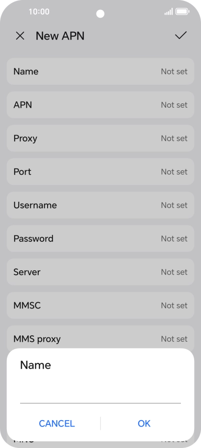 Key in Vodafone Internet and press OK.