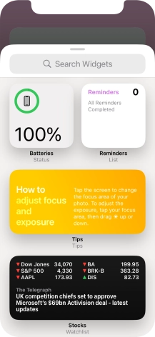 Press the required widget.