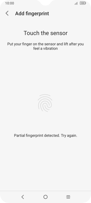 Follow the instructions on the screen to create the phone lock code using your fingerprint.