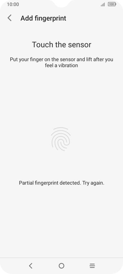 Follow the instructions on the screen to create the phone lock code using your fingerprint.