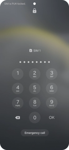 Key in the PUK and press OK.
