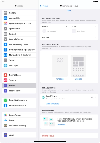 Press People and follow the instructions on the screen to select which contacts you would like to receive calls and notifications from when the selected focus mode is active.