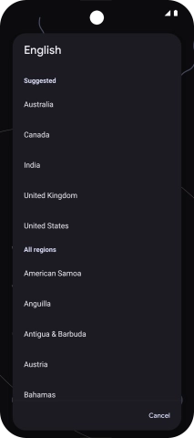 Press the required country or area.
