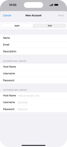 Press Host Name and key in the name of your email provider's outgoing server.