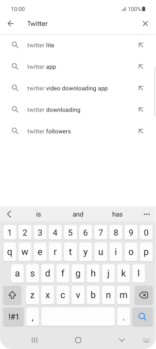Key in Twitter and press the search icon.