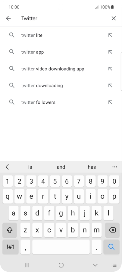 Key in Twitter and press the search icon.