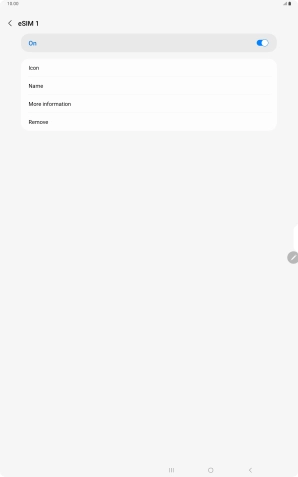 Press the indicator to turn use of the eSIM on or off.