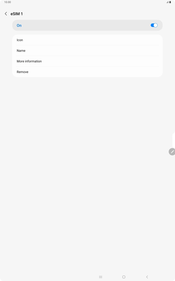 Press the indicator to turn use of the eSIM on or off.
