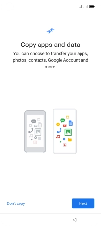 You can transfer the contents of another phone to your phone when it's activated for the first time and after a factory reset. When this screen is displayed, your phone is ready to transfer contents from another phone.